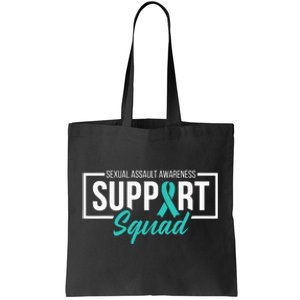 Sexual Assault Awareness Support Squad I Wear Teal Ribbon Tote Bag