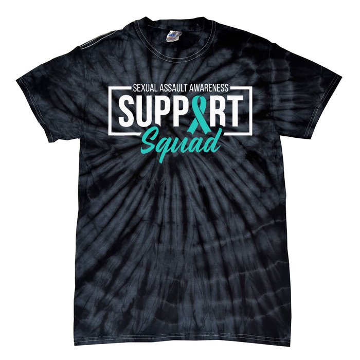 Sexual Assault Awareness Support Squad I Wear Teal Ribbon Tie-Dye T-Shirt