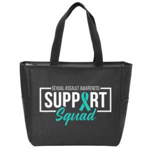 Sexual Assault Awareness Support Squad I Wear Teal Ribbon Zip Tote Bag