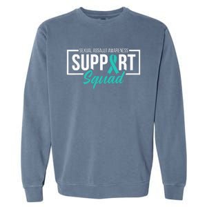 Sexual Assault Awareness Support Squad I Wear Teal Ribbon Garment-Dyed Sweatshirt