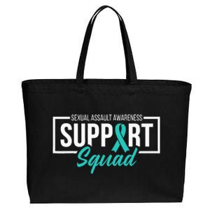 Sexual Assault Awareness Support Squad I Wear Teal Ribbon Cotton Canvas Jumbo Tote