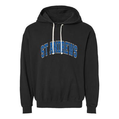 St Andrews Arched Blue Text Garment-Dyed Fleece Hoodie