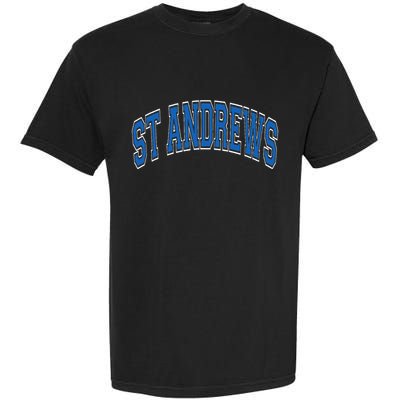 St Andrews Arched Blue Text Garment-Dyed Heavyweight T-Shirt
