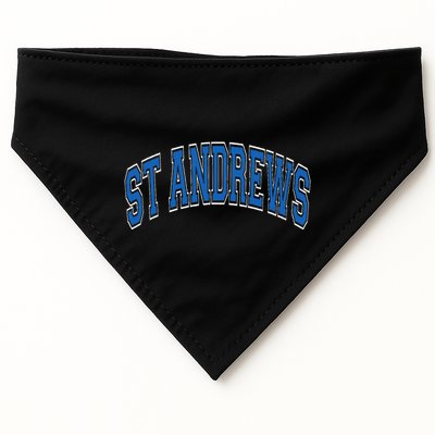 St Andrews Arched Blue Text USA-Made Doggie Bandana