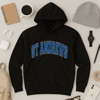 St Andrews Arched Blue Text Hoodie