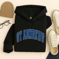 St Andrews Arched Blue Text Hoodie