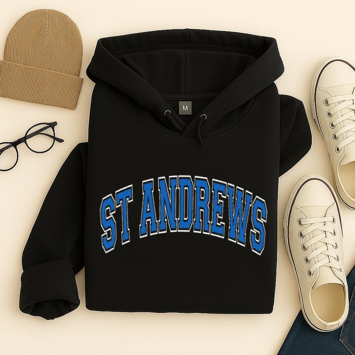 St Andrews Arched Blue Text Hoodie