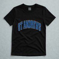 St Andrews Arched Blue Text T-Shirt