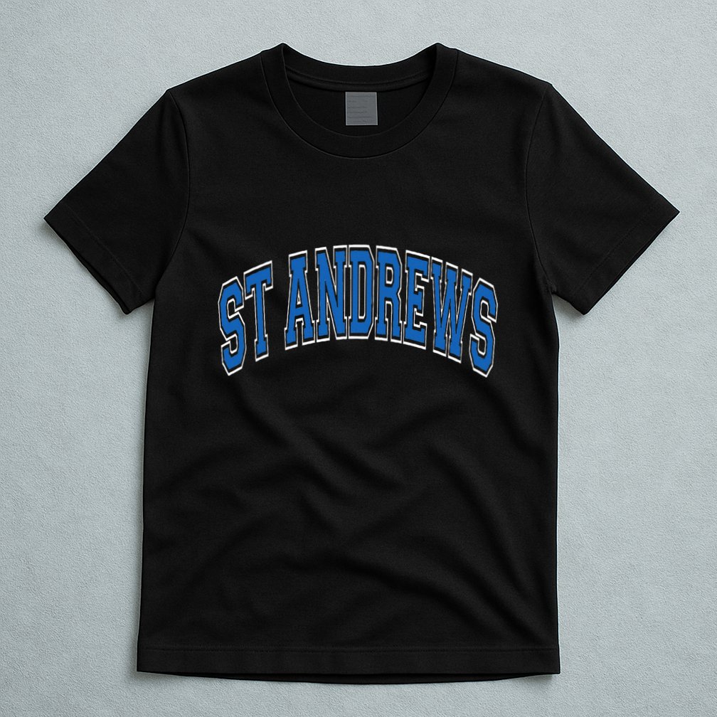 St Andrews Arched Blue Text T-Shirt