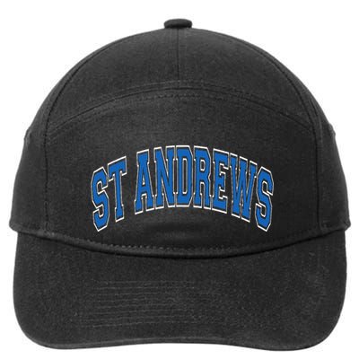St Andrews Arched Blue Text 7-Panel Snapback Hat