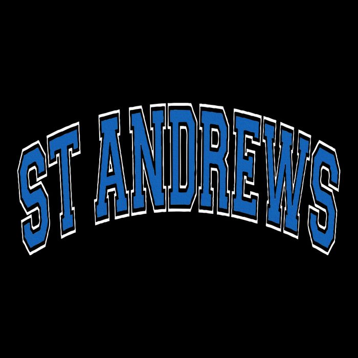 St Andrews Arched Blue Text Drawstring Bag