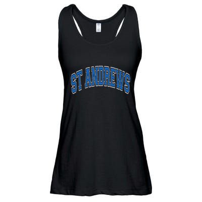 St Andrews Arched Blue Text Ladies Essential Flowy Tank