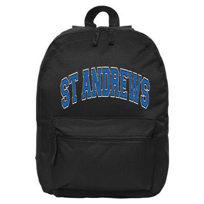 St Andrews Arched Blue Text 16 in Basic Backpack