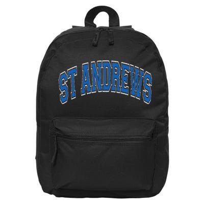 St Andrews Arched Blue Text 16 in Basic Backpack