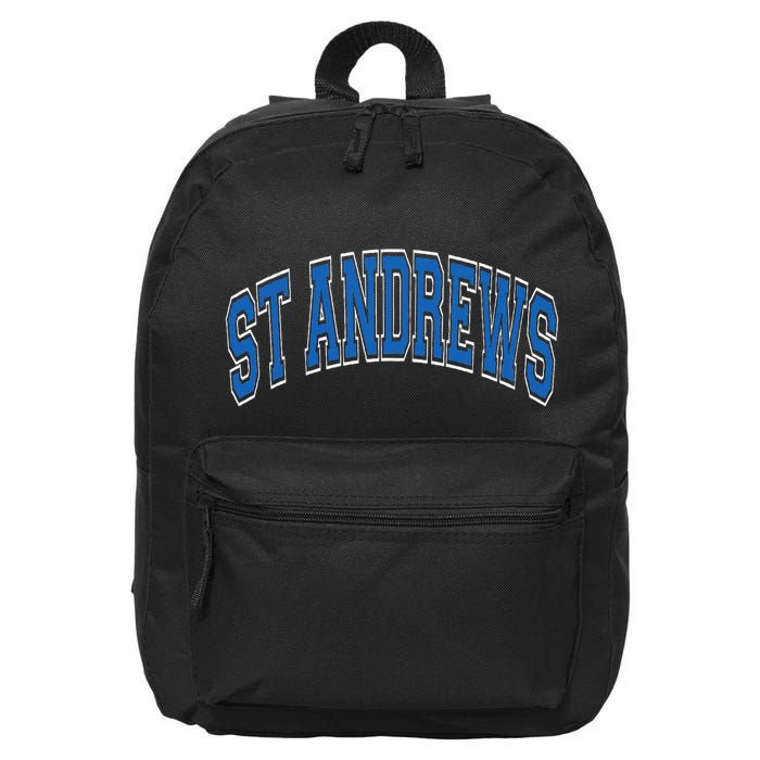 St Andrews Arched Blue Text 16 in Basic Backpack