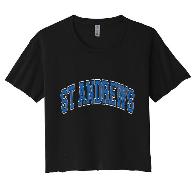 St Andrews Arched Blue Text Crop Top