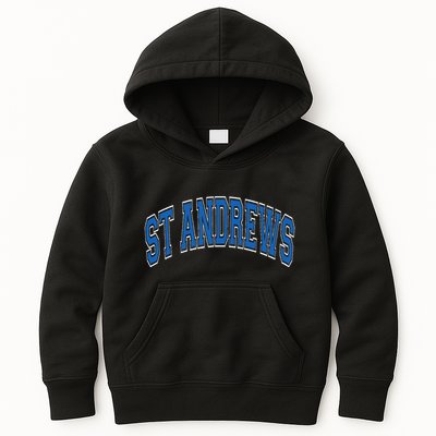 St Andrews Arched Blue Text Kids Hoodie