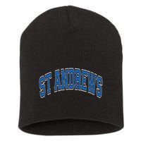 St Andrews Arched Blue Text Short Acrylic Beanie