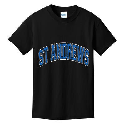 St Andrews Arched Blue Text Kids T-Shirt