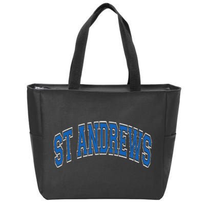 St Andrews Arched Blue Text Zip Tote Bag