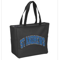 St Andrews Arched Blue Text Zip Tote Bag