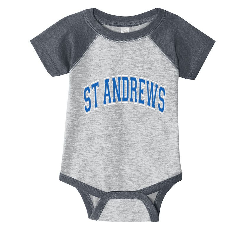 St Andrews Arched Blue Text Infant Baby Jersey Bodysuit