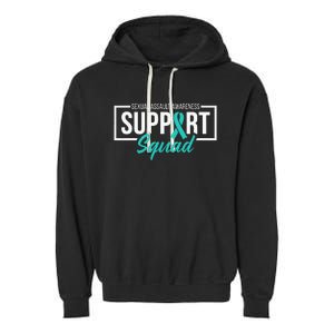 Sexual Assault Awareness Support Squad I Wear Teal Ribbon Garment-Dyed Fleece Hoodie