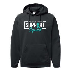 Sexual Assault Awareness Support Squad I Wear Teal Ribbon Performance Fleece Hoodie