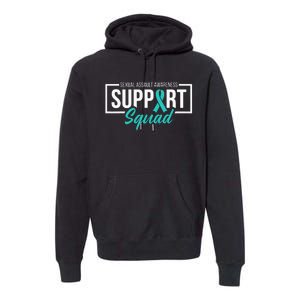 Sexual Assault Awareness Support Squad I Wear Teal Ribbon Premium Hoodie