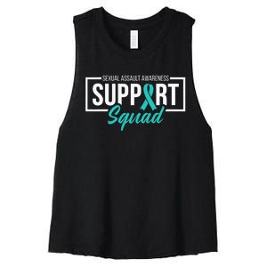 Sexual Assault Awareness Support Squad I Wear Teal Ribbon Women's Racerback Cropped Tank