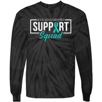 Sexual Assault Awareness Support Squad I Wear Teal Ribbon Tie-Dye Long Sleeve Shirt