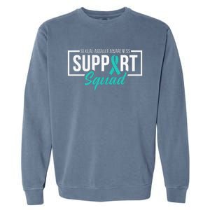 Sexual Assault Awareness Support Squad I Wear Teal Ribbon Garment-Dyed Sweatshirt