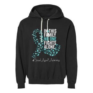 Sexual Assault Awareness Month Teal Ribbon Garment-Dyed Fleece Hoodie