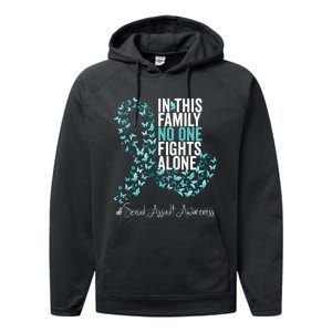 Sexual Assault Awareness Month Teal Ribbon Performance Fleece Hoodie