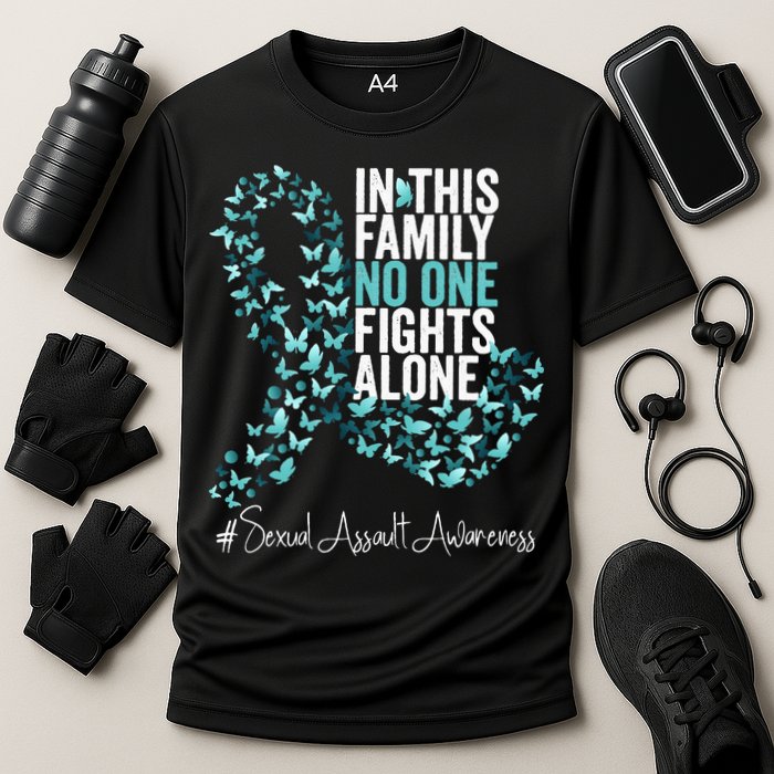 Sexual Assault Awareness Month Teal Ribbon Cooling Performance Crew T-Shirt