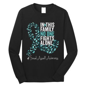 Sexual Assault Awareness Month Teal Ribbon Long Sleeve Shirt