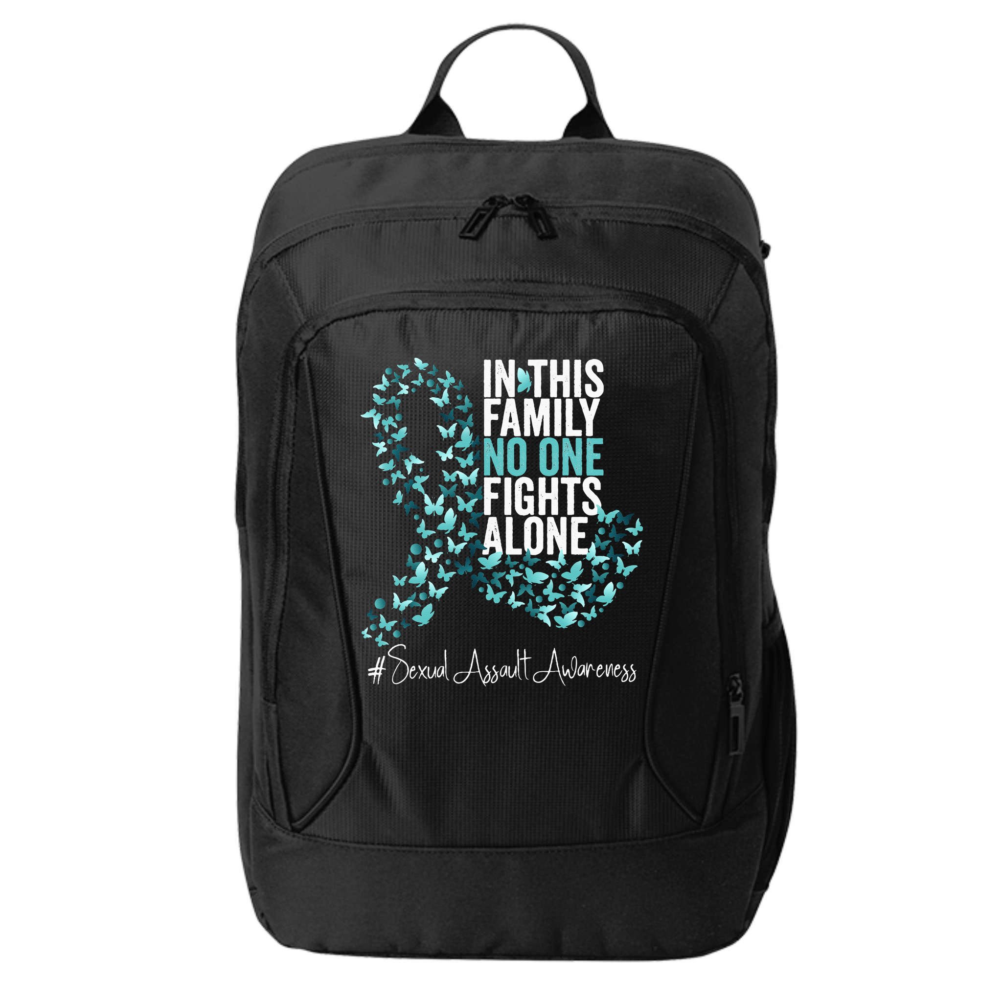 Sexual Assault Awareness Month Teal Ribbon City Backpack