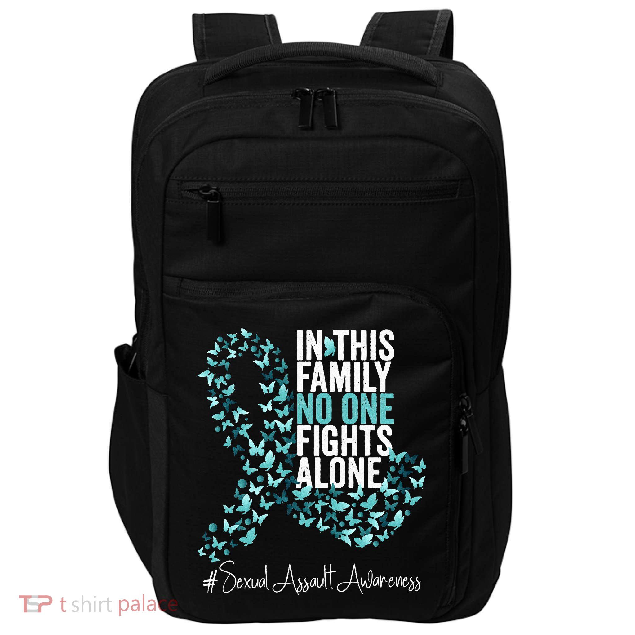 Sexual Assault Awareness Month Teal Ribbon Impact Tech Backpack