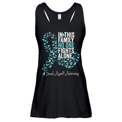 Sexual Assault Awareness Month Teal Ribbon Ladies Essential Flowy Tank