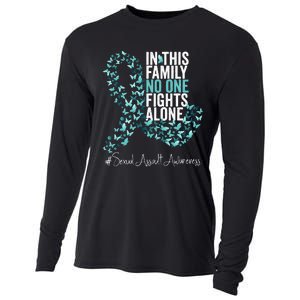 Sexual Assault Awareness Month Teal Ribbon Cooling Performance Long Sleeve Crew