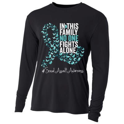 Sexual Assault Awareness Month Teal Ribbon Cooling Performance Long Sleeve Crew