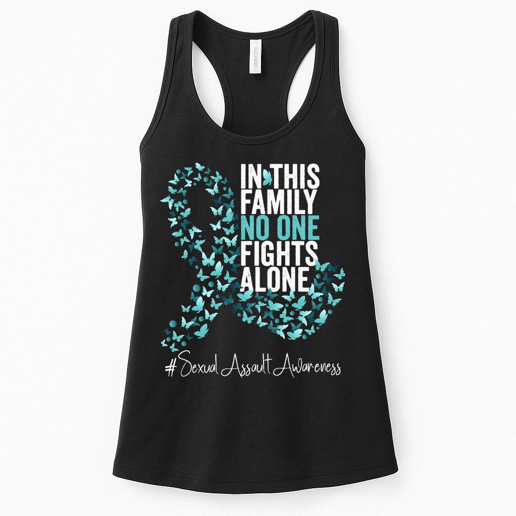 Sexual Assault Awareness Month Teal Ribbon Womens Tank Top