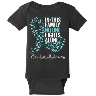 Sexual Assault Awareness Month Teal Ribbon Baby Bodysuit
