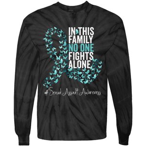 Sexual Assault Awareness Month Teal Ribbon Tie-Dye Long Sleeve Shirt