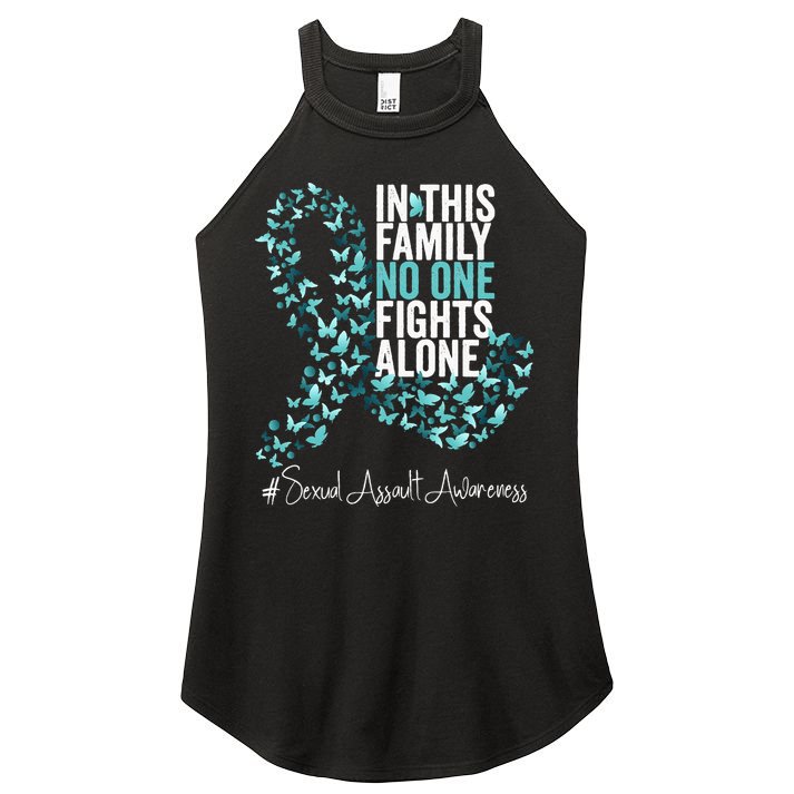 Sexual Assault Awareness Month Teal Ribbon Women's Perfect Tri Rocker Tank