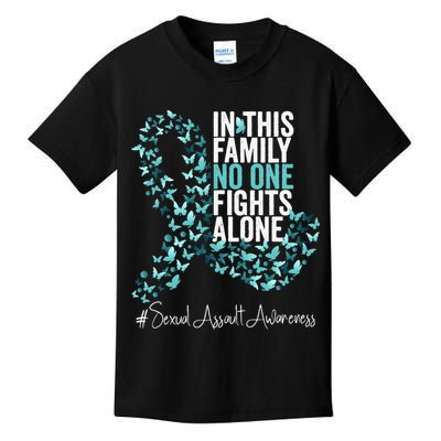 Sexual Assault Awareness Month Teal Ribbon Kids T-Shirt