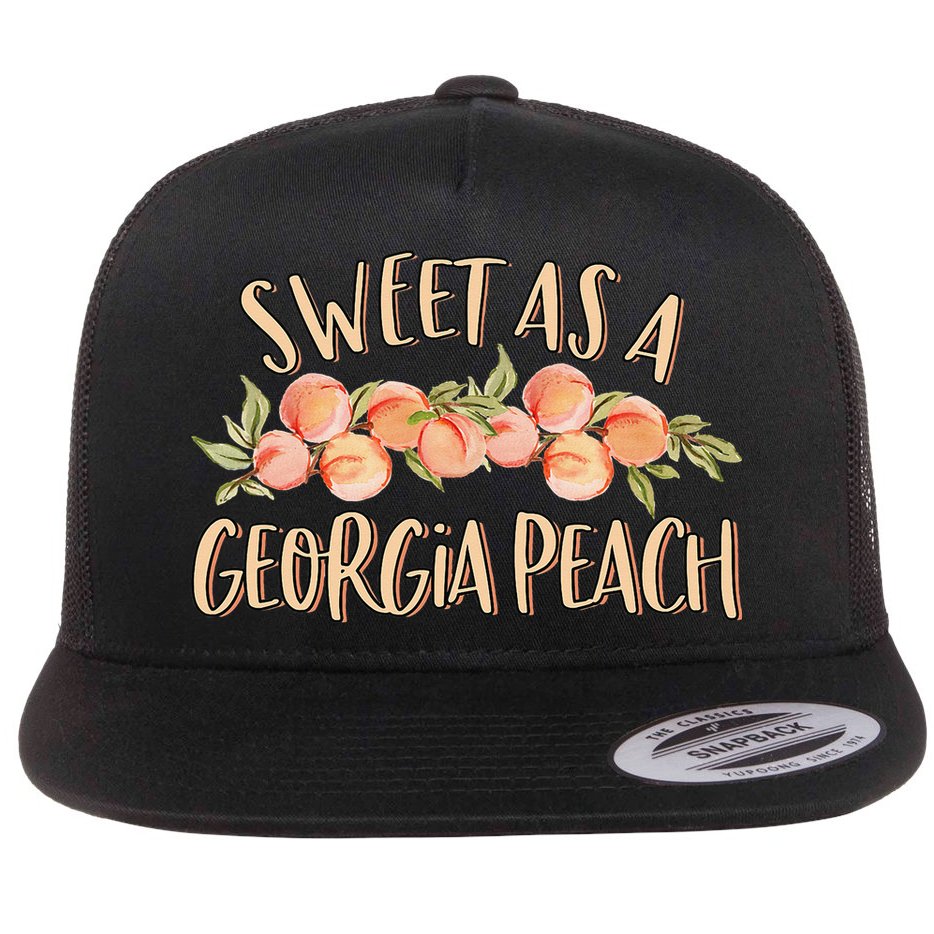Sweet As A Georgia Peach Cute Funny Southern Georgia Flat Bill Trucker Hat