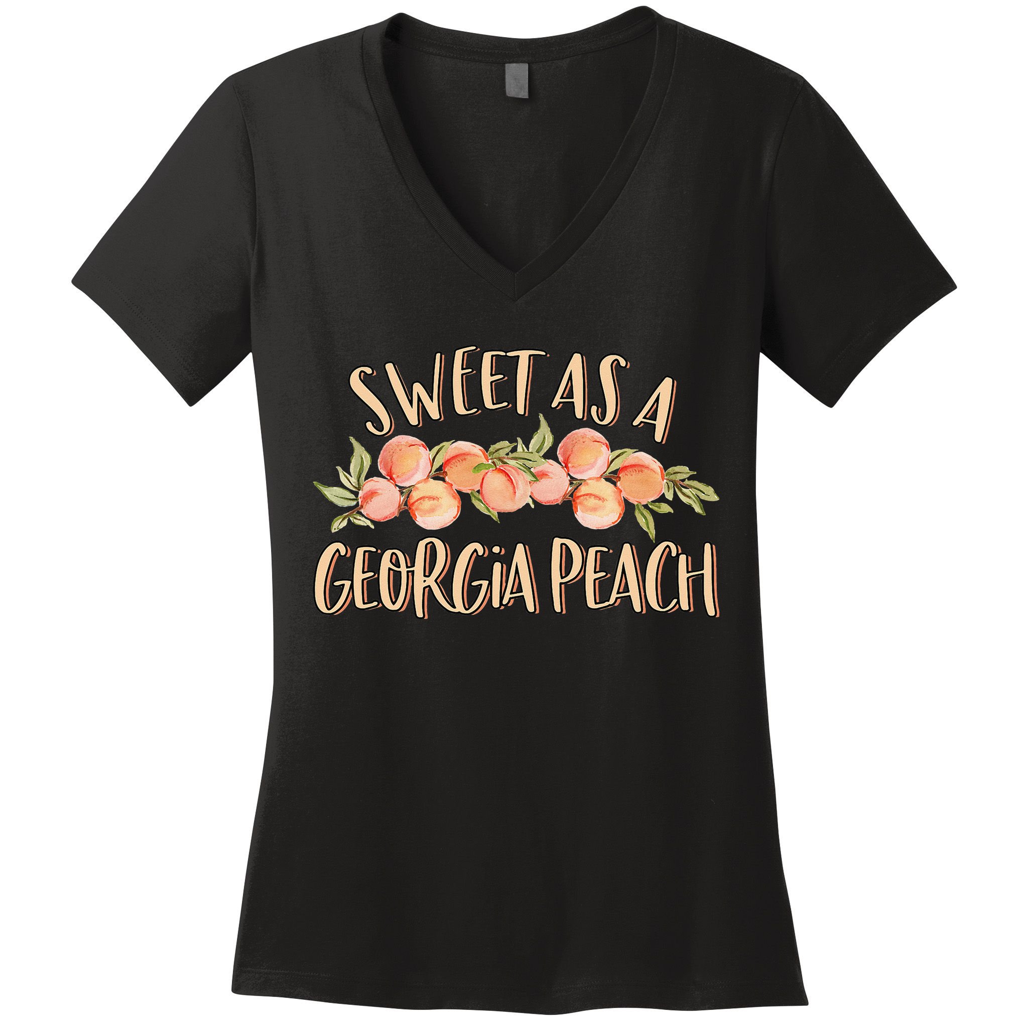 Sweet As A Georgia Peach Cute Funny Southern Georgia Women's V-Neck T-Shirt