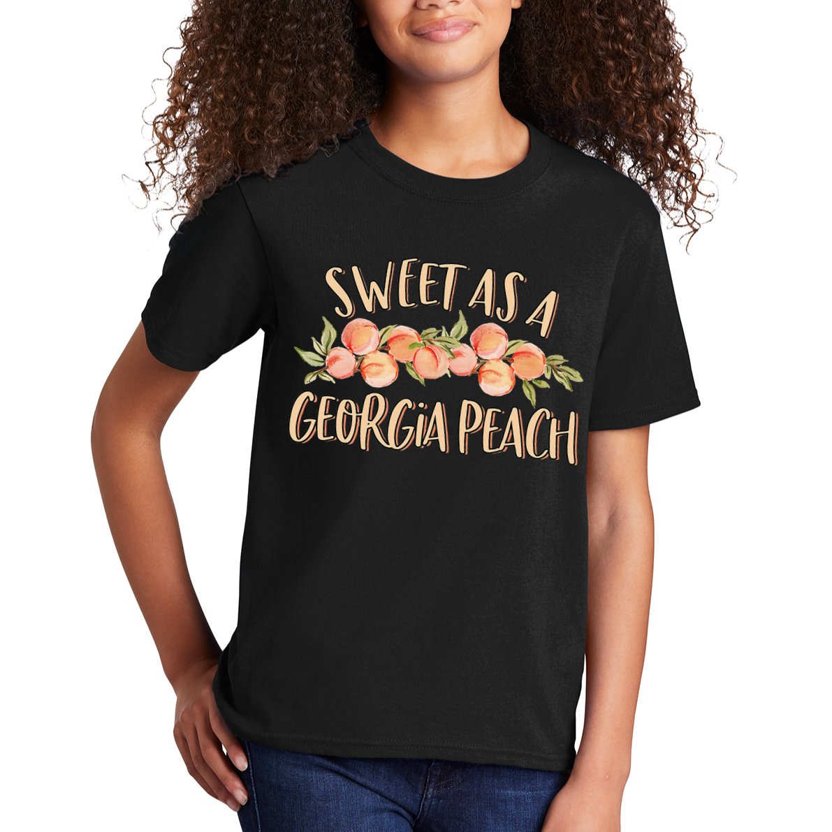 Sweet As A Georgia Peach Cute Funny Southern Georgia Kids T-Shirt