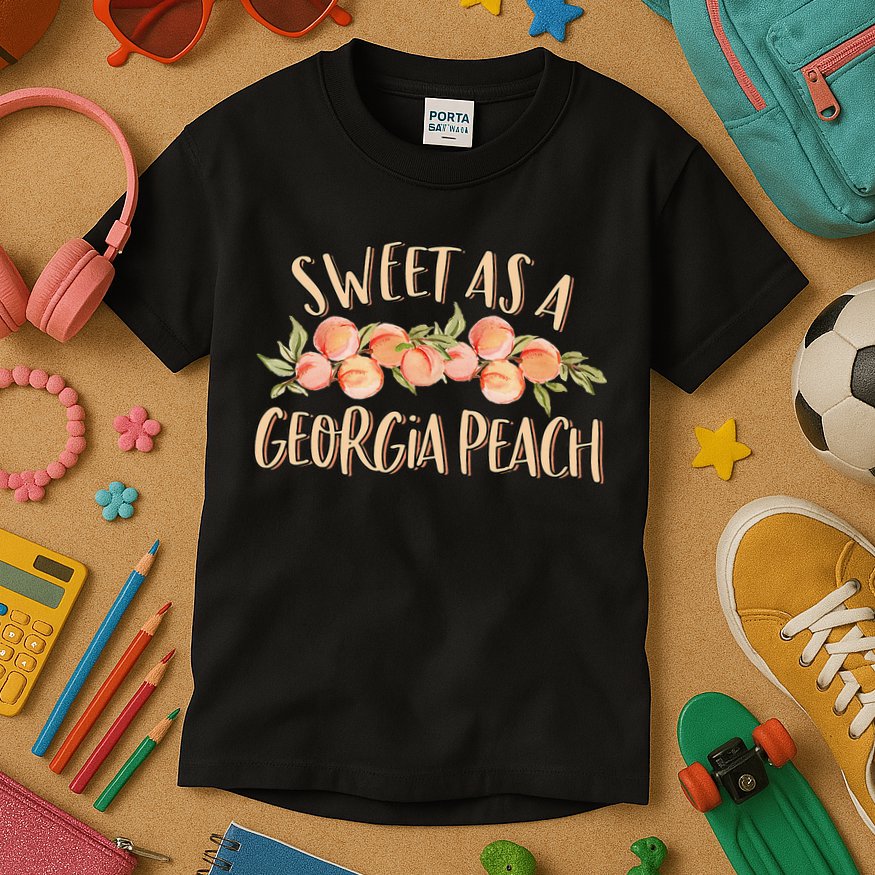 Sweet As A Georgia Peach Cute Funny Southern Georgia Kids T-Shirt